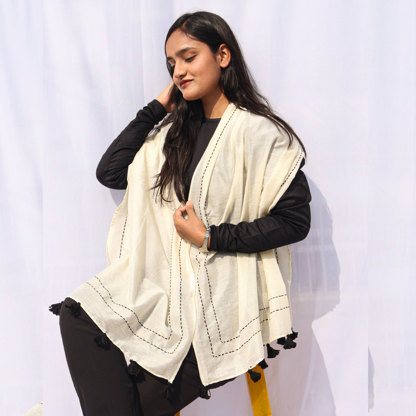 Kantha Off-White Stole