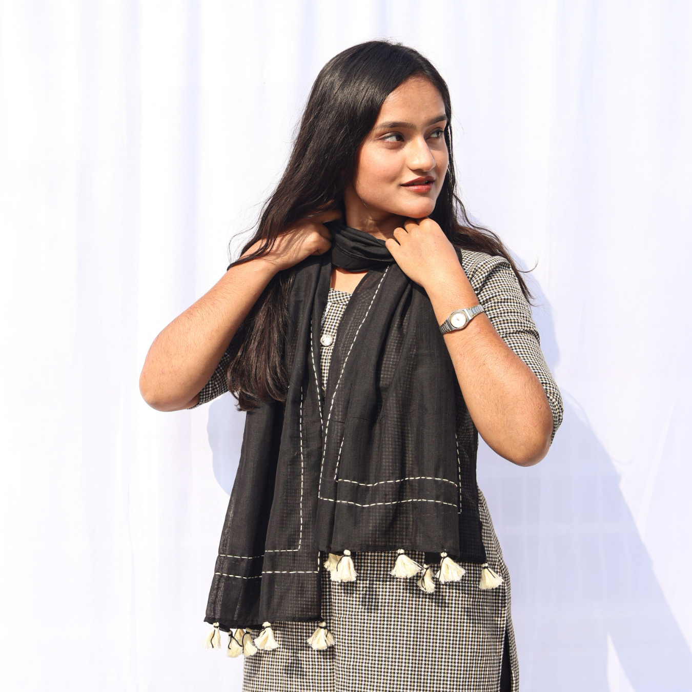 Kantha Black Stole