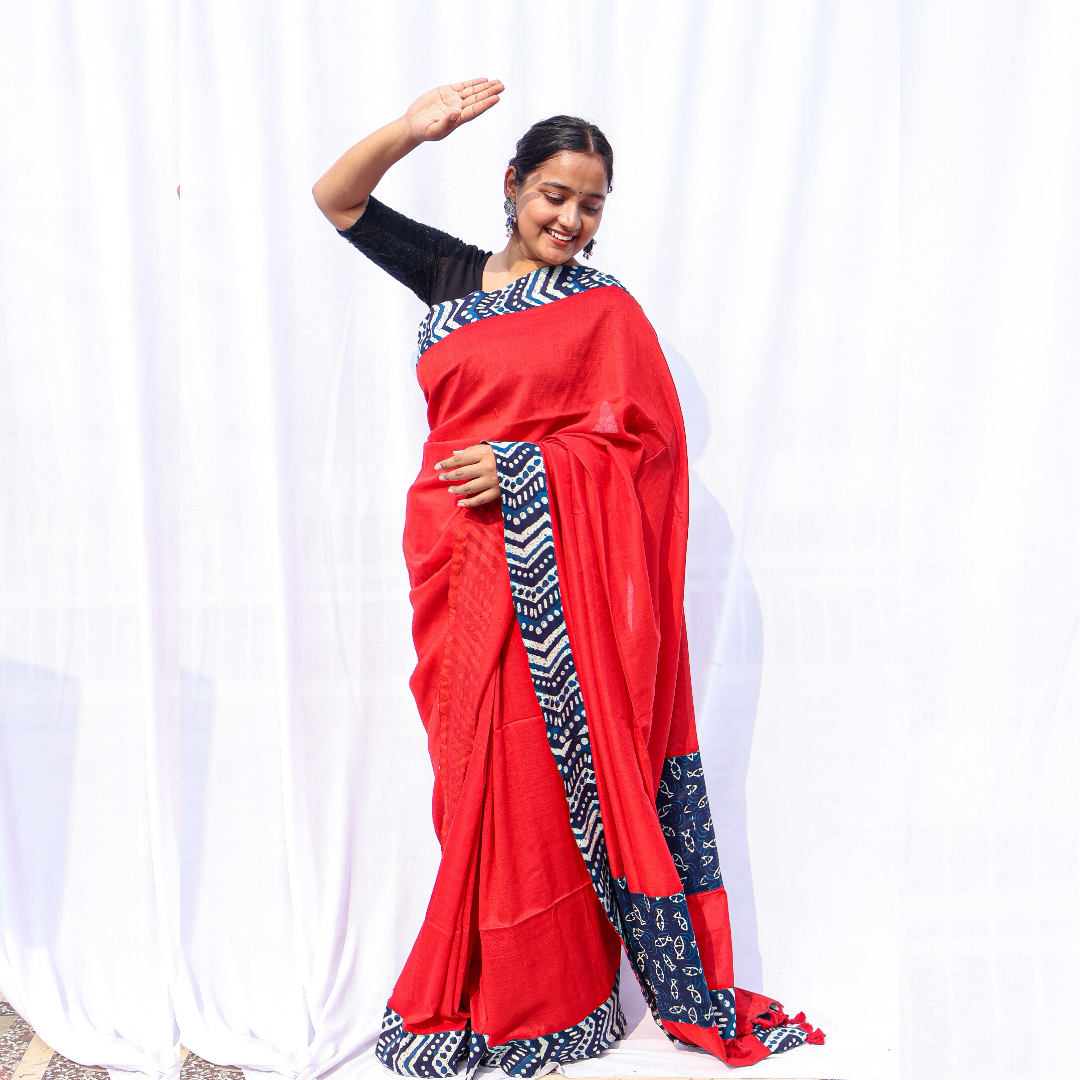 Sindoor Red Single Patch Saree