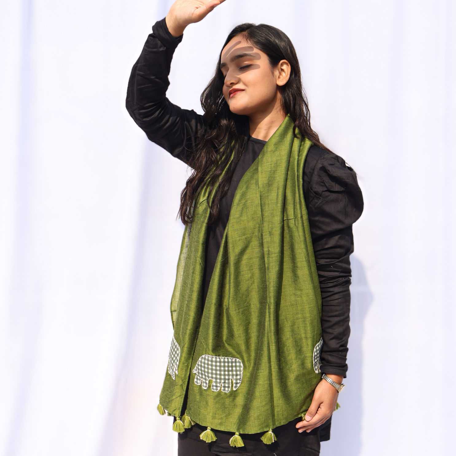 Elephant Patch Dark Olive Green Stole