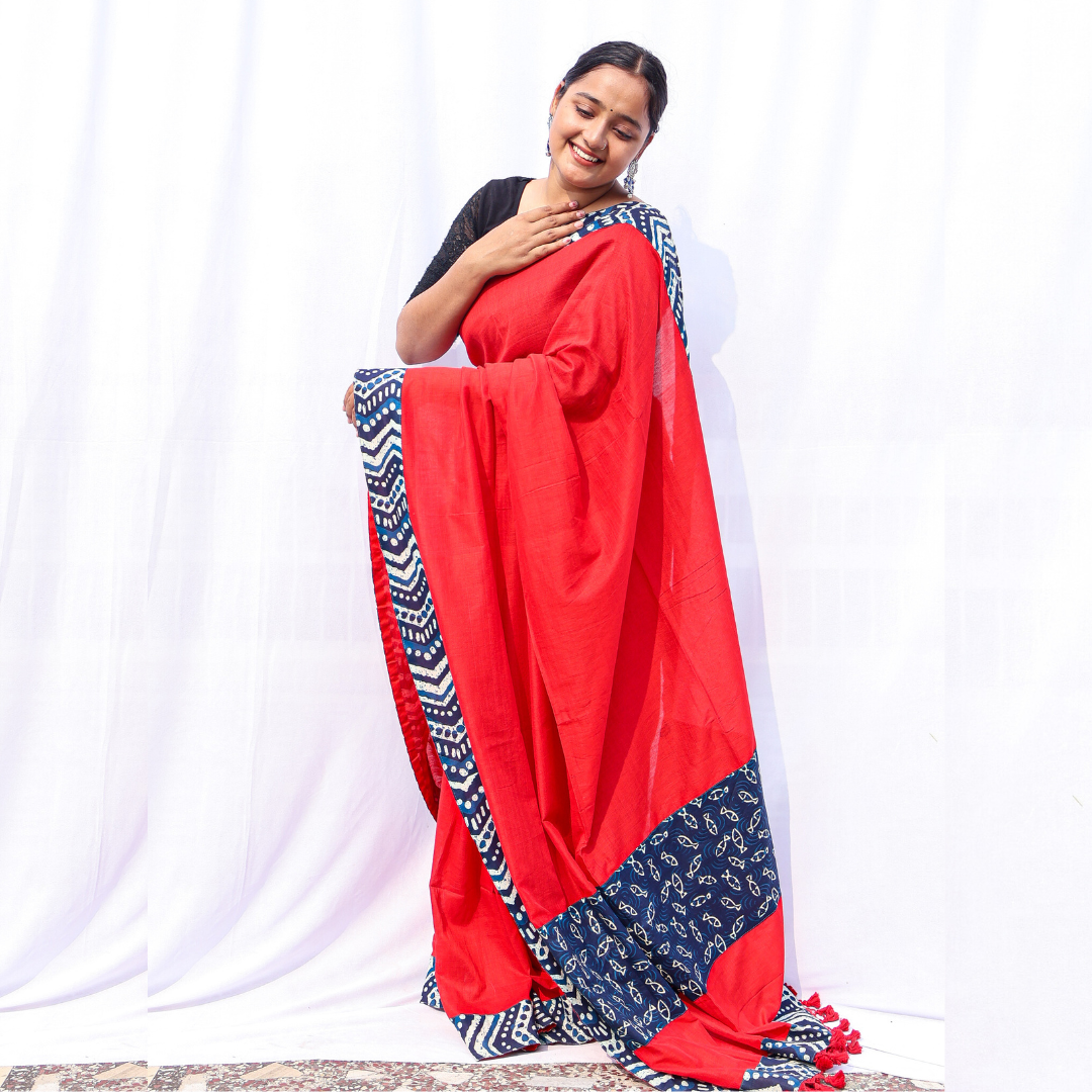 Sindoor Red Single Patch Saree