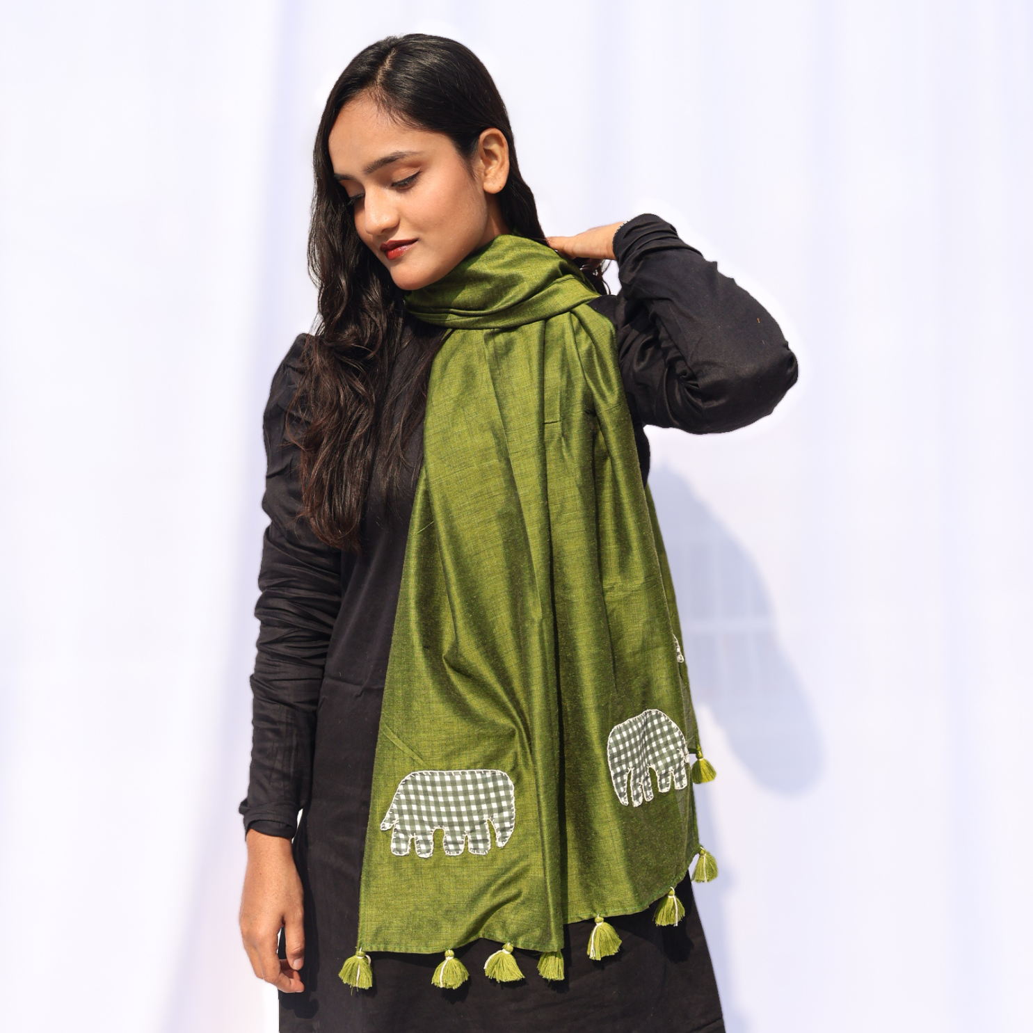 Elephant Patch Dark Olive Green Stole