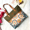 Lilly Olive green Chain Stitch Hand Embroidery Canvas Tote Bag