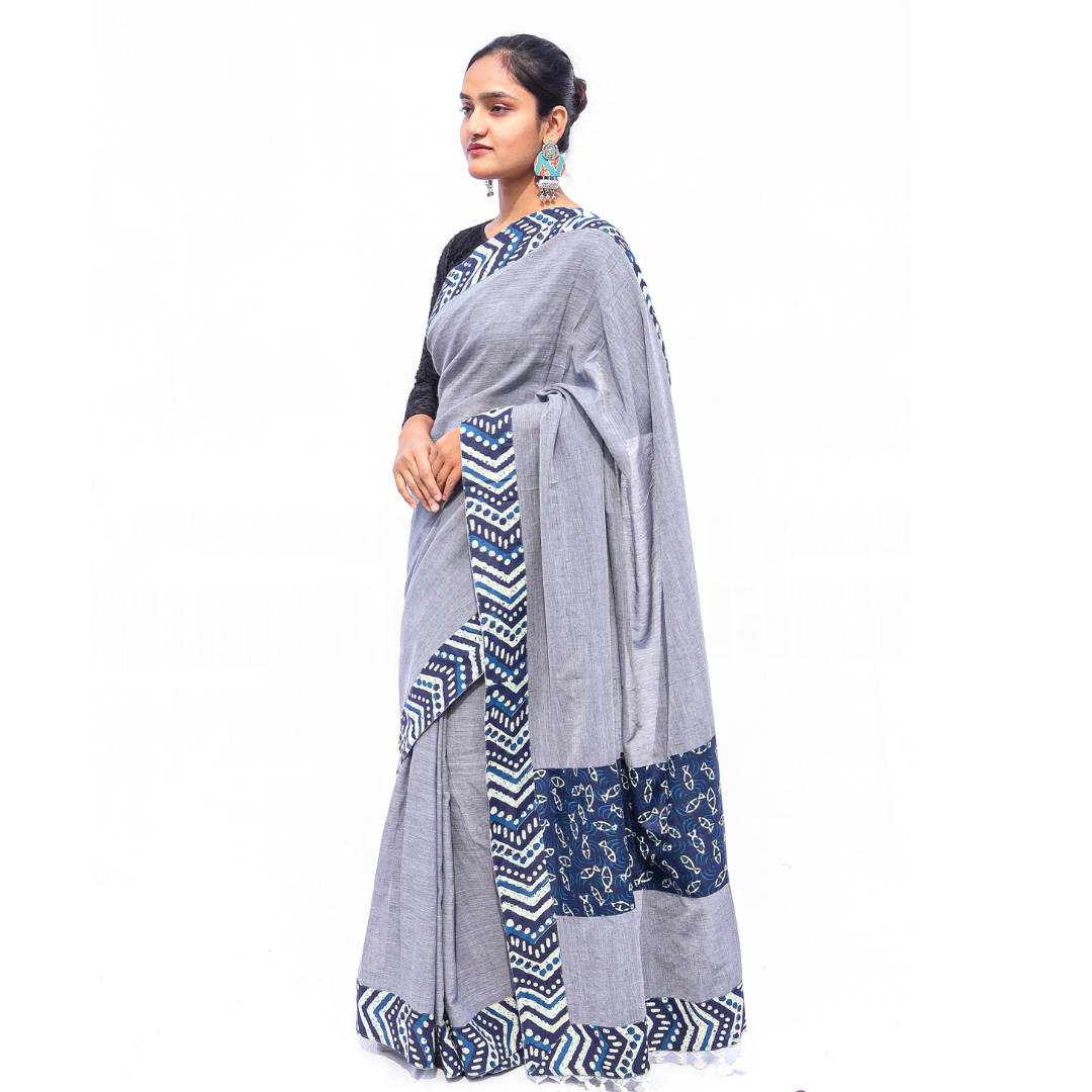 Grey Patch Saree