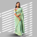 Pallavi Pastel Green Cotton Saree with Patchwork Blouse