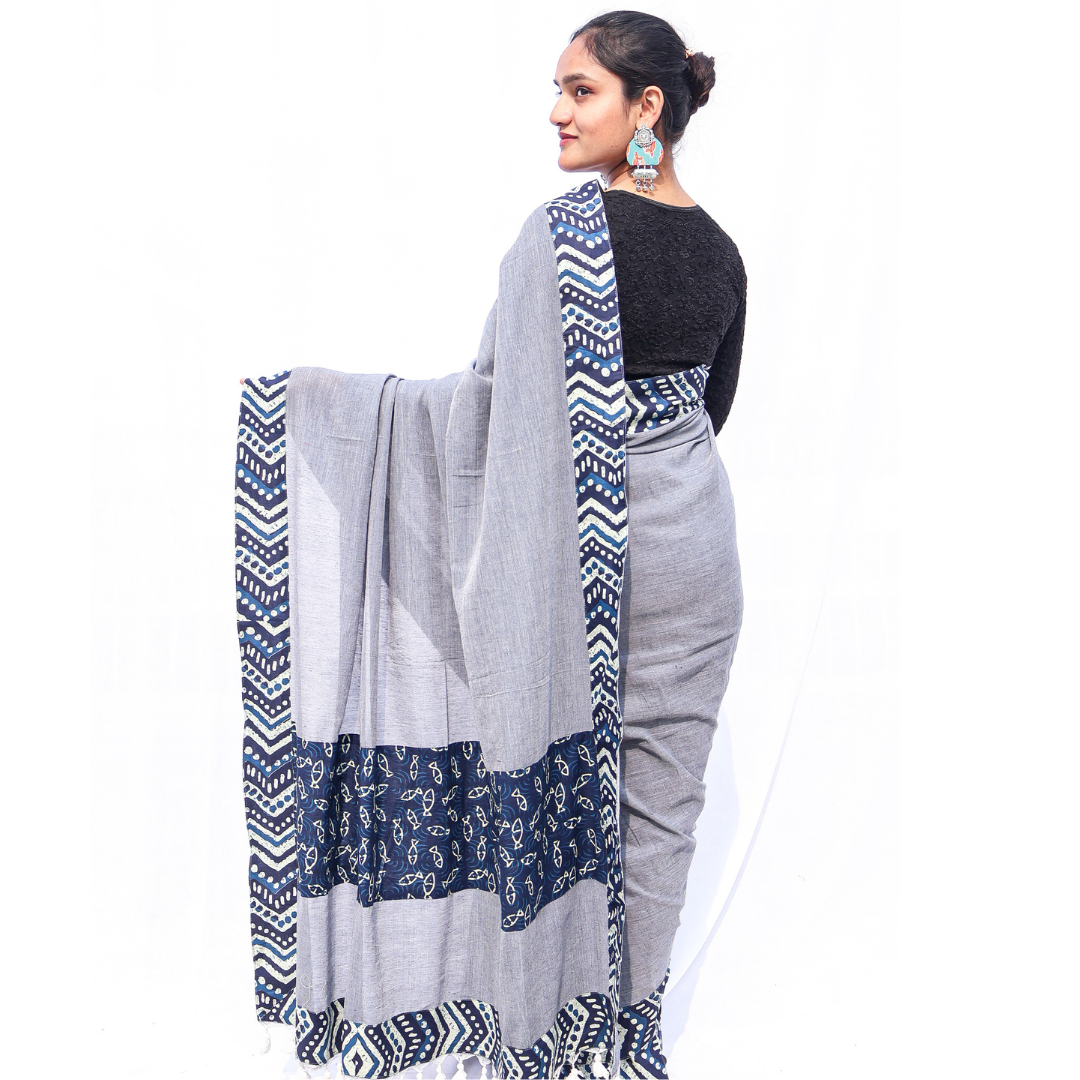Grey Patch Saree