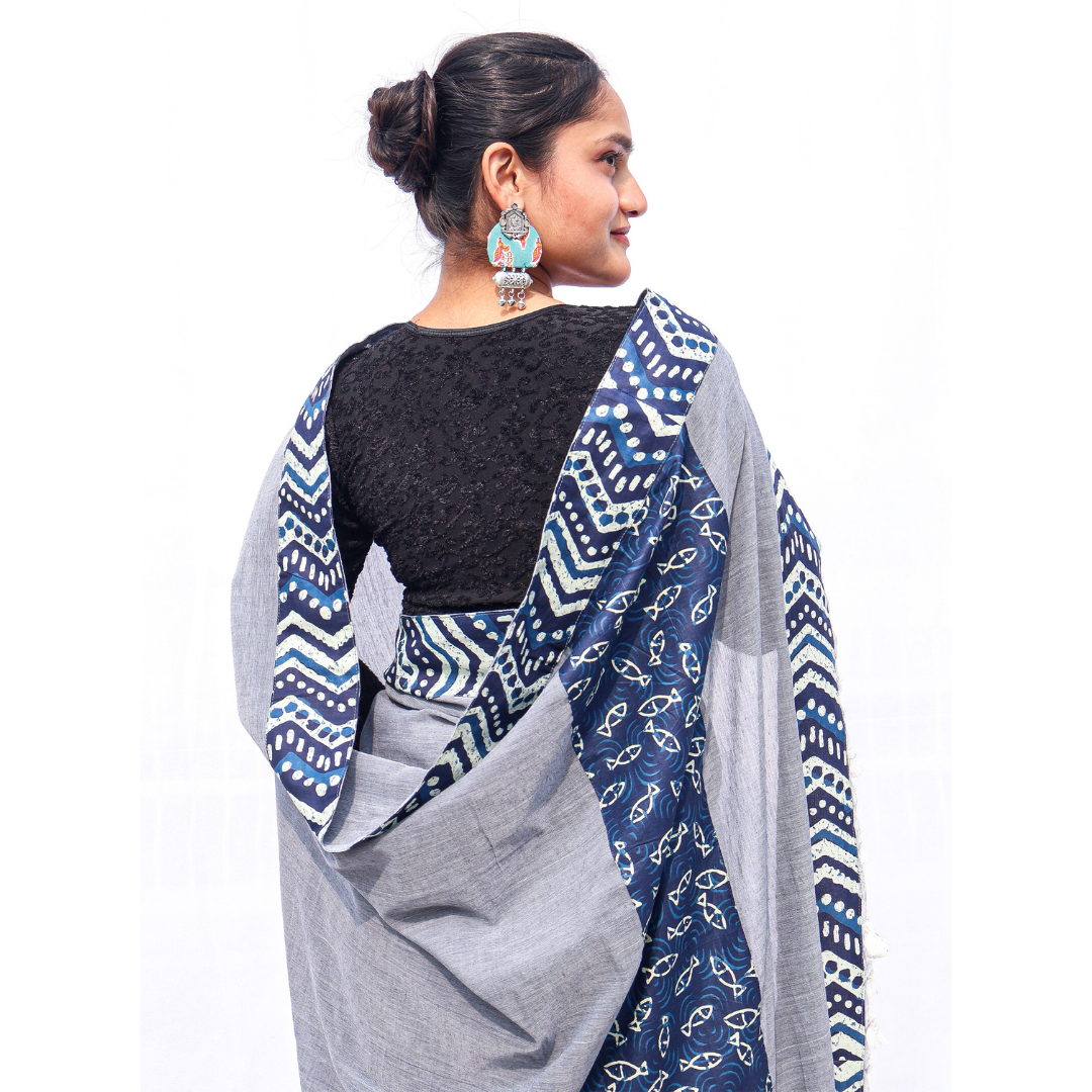 Grey Patch Saree