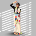 White Patchwork Saree