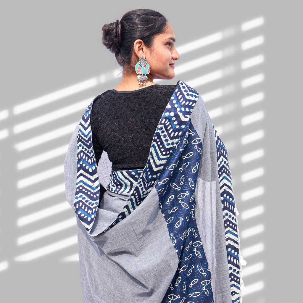 Grey Patch Saree