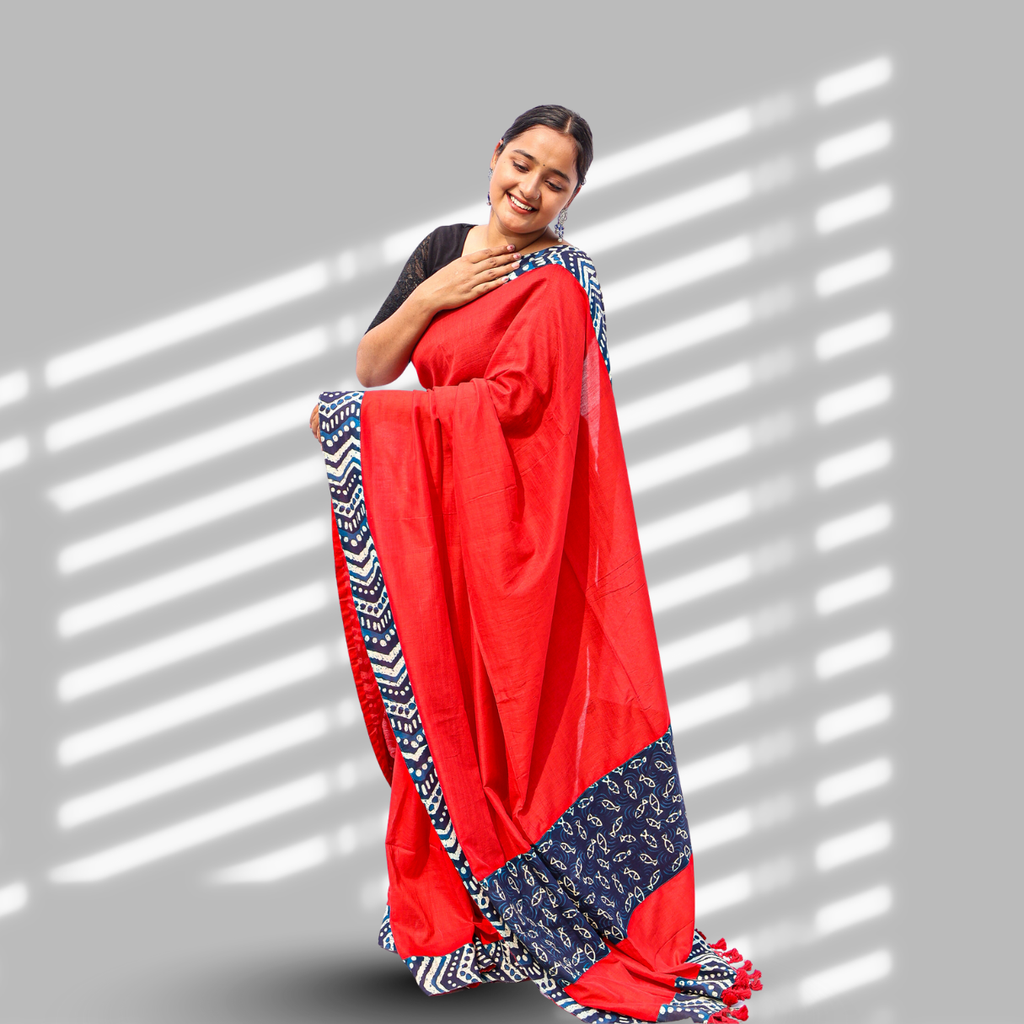 Sindoor Red Single Patch Saree