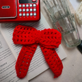Red Bow Crocheted Bow Hair Clip