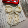 Off-White Bow Crocheted Bow Hair Clip